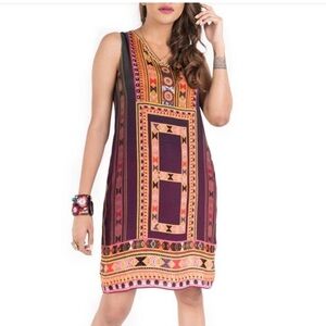 Anthropologie Tanvi Kedia Dress Embroidered Size Small Purple